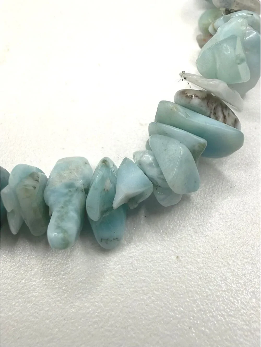Genuine Larimar Tumbled Chip Bracelet - Adjustable 6